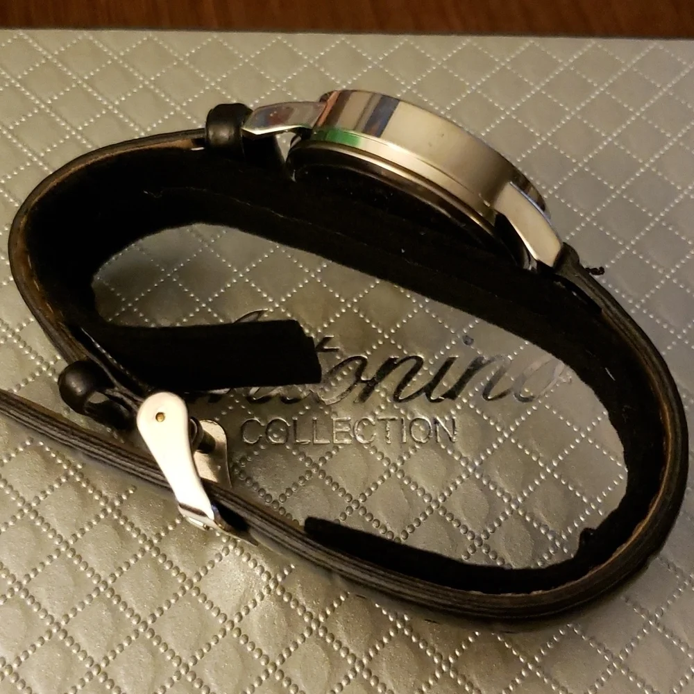 Antonino Colldction His and Hers Silvertone Faced With  Faux Crocodile Band
